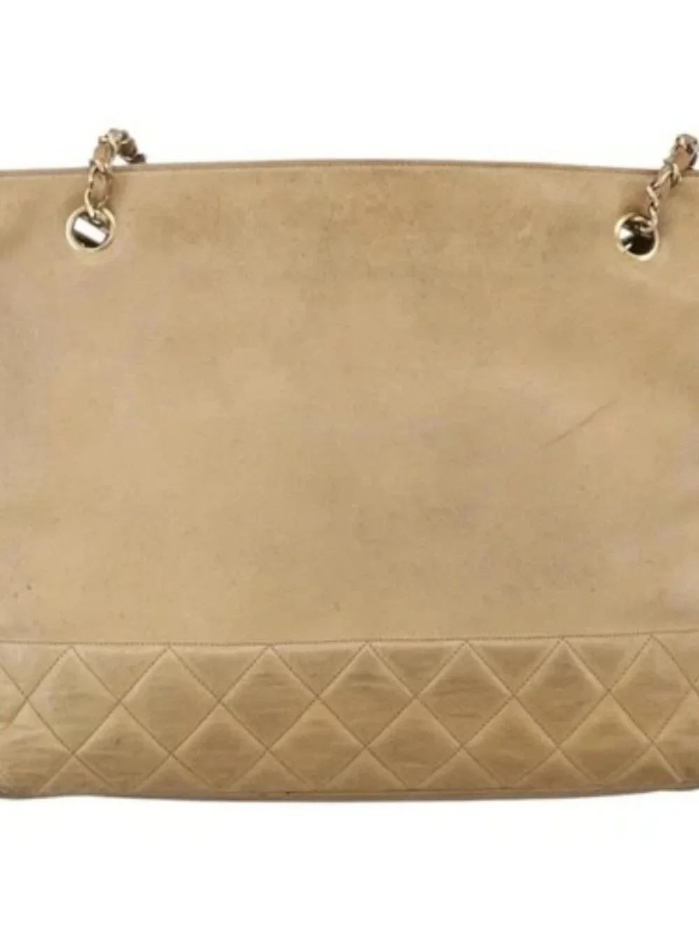 CHANEL Matelasse Chain Shoulder Bag Lamb Skin Beige Gold CC Auth 172997